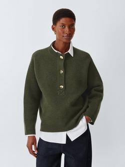 John Lewis Merino Wool Rich Oversized Jumper, Khaki, Khaki