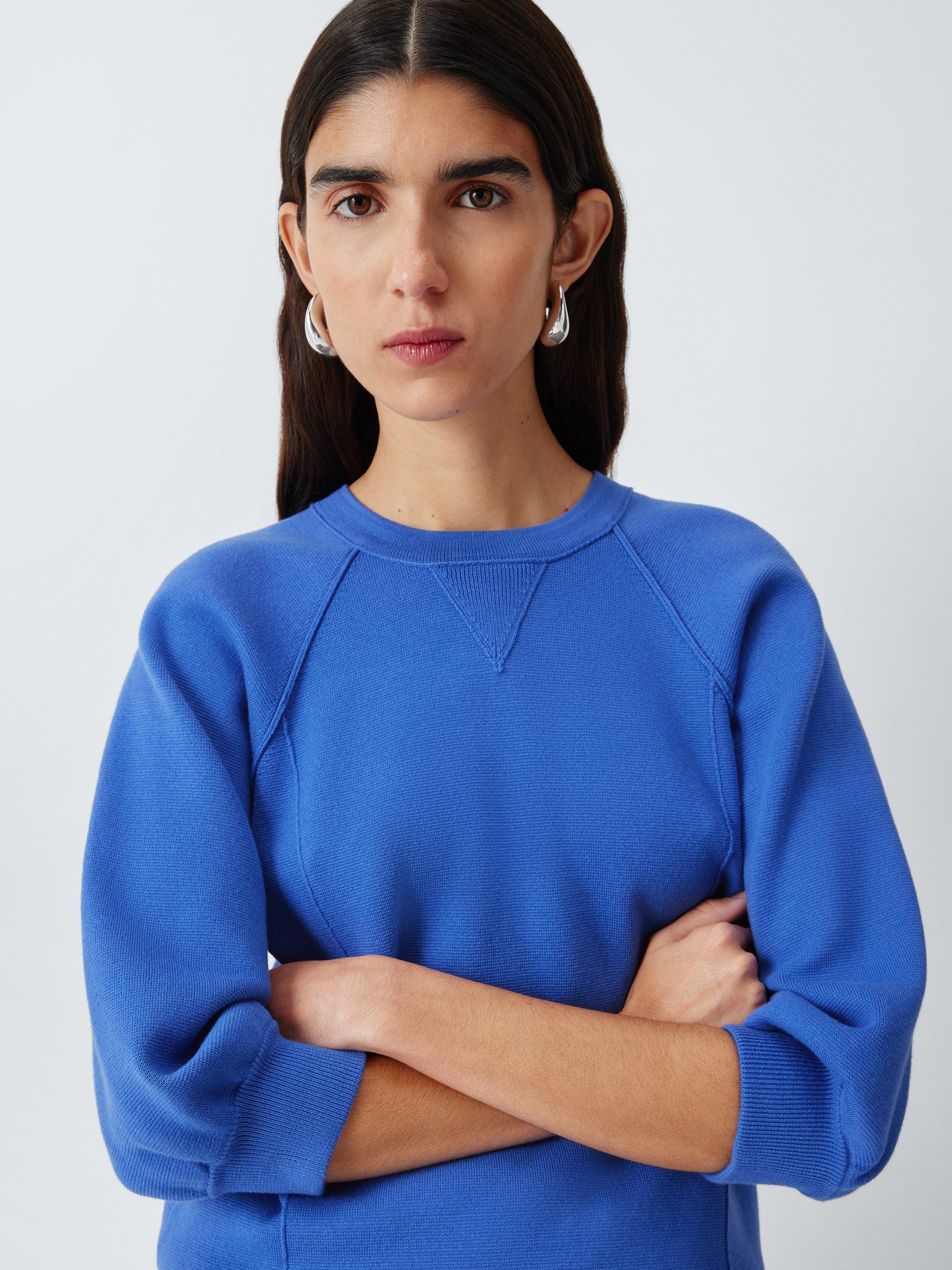 Product image 6 of 6, which shows John Lewis Drawstring Waist Cotton Blend Jumper, Baja Blue, XS