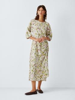 AND/OR Olivia Floral Ruched Midi Dress, Multi Floral, Multi Floral