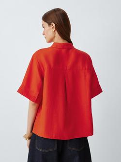 John Lewis Pure Linen Short Sleeve Resort Shirt - view 2, Orange
