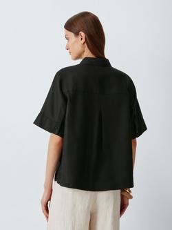 John Lewis Pure Linen Short Sleeve Resort Shirt - view 2, Black
