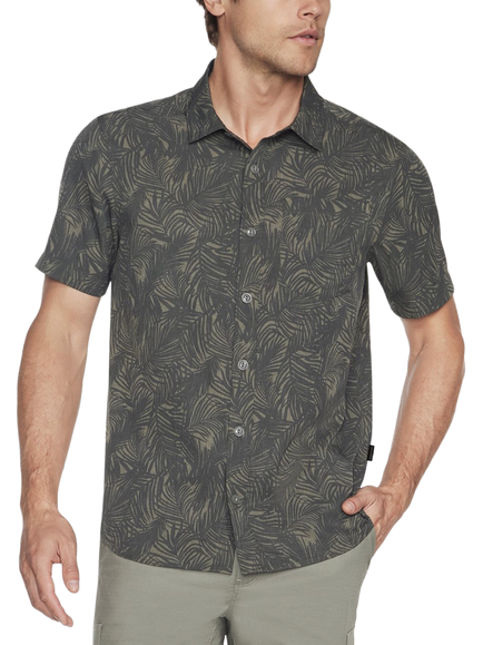 Skechers GO WALK Air Printed Short Sleeve Shirt, Green/Brown