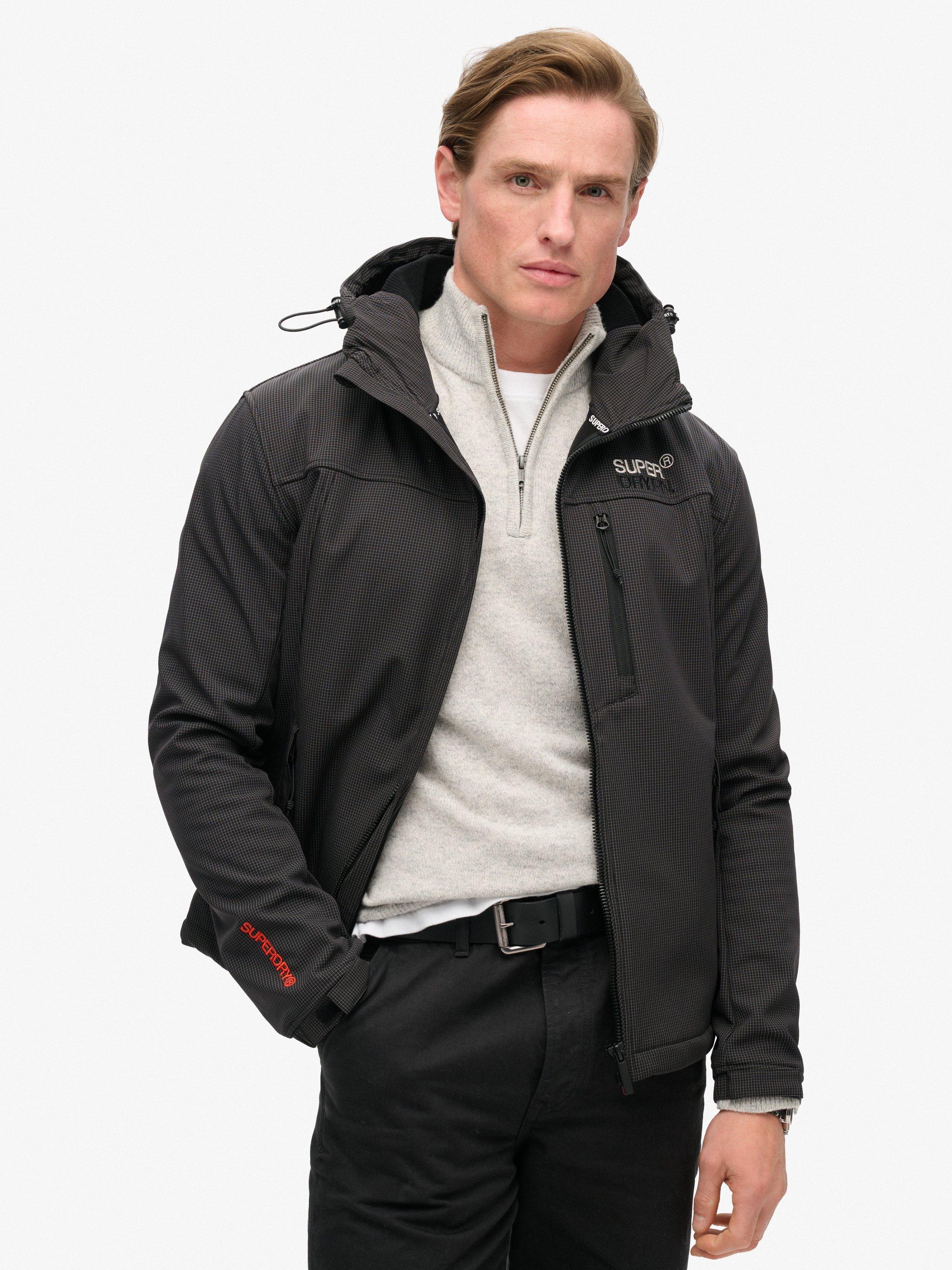 Product image 1 of 5, which shows Superdry Hooded Marl Ripstop Trekker Jacket, Black, S