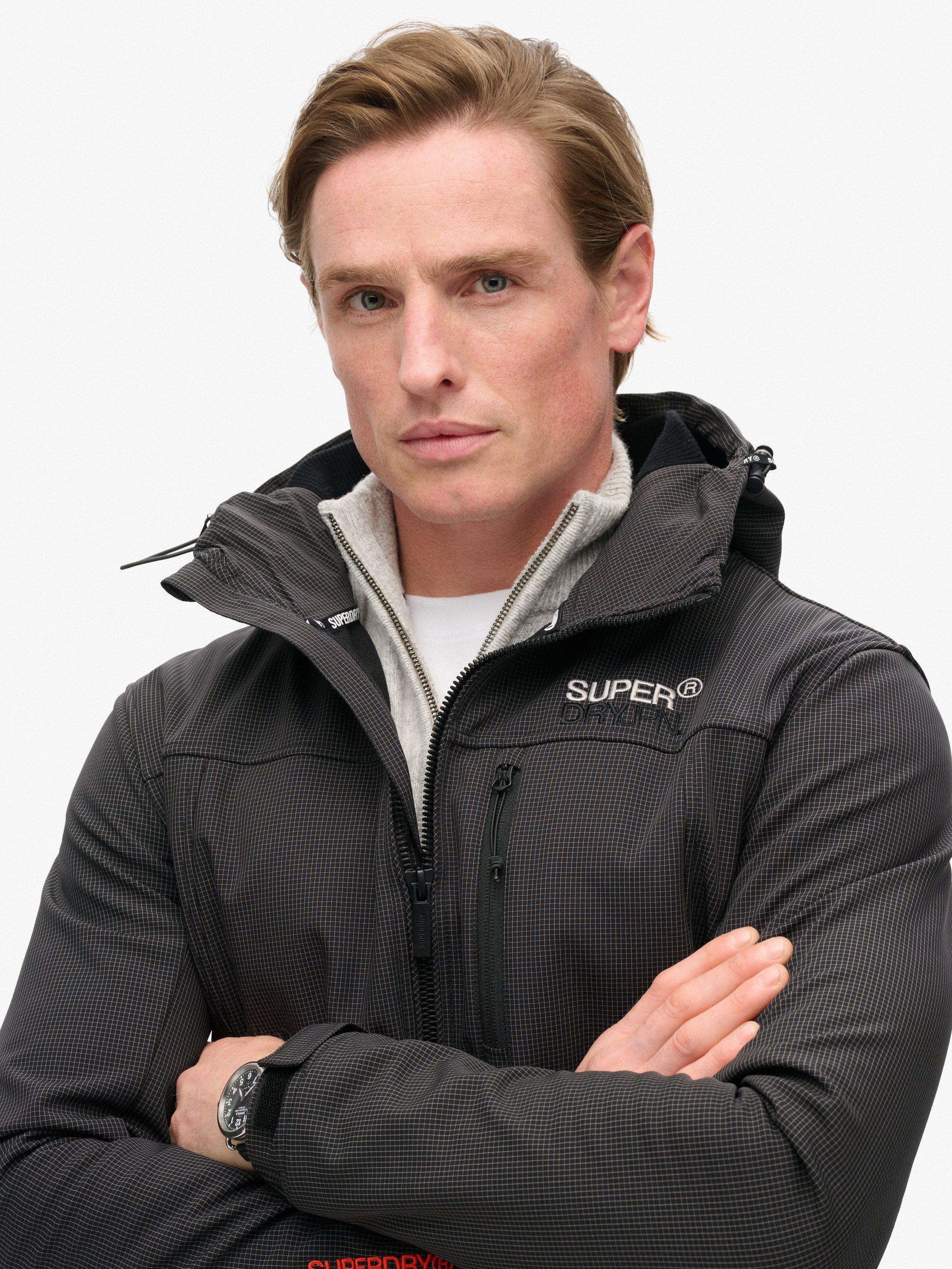 Product image 4 of 5, which shows Superdry Hooded Marl Ripstop Trekker Jacket, Black, S
