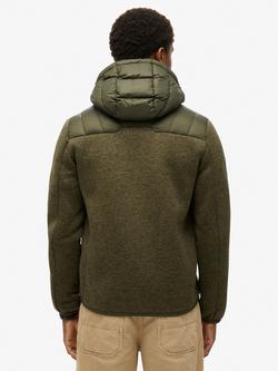 Superdry Hooded Knit Storm Hybrid Jacket - view 2, Khaki Green Marl