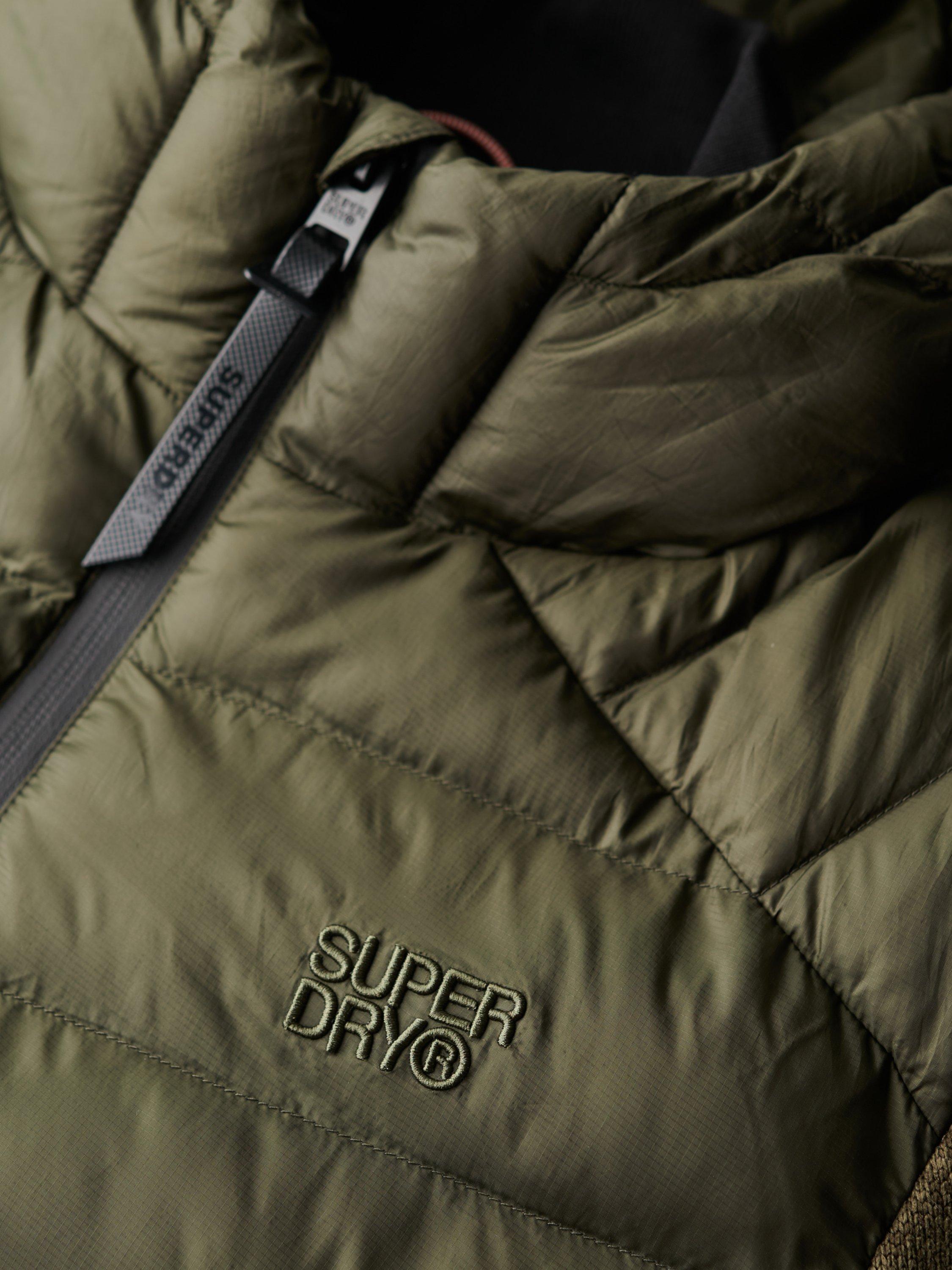 Product image 5 of 5, which shows Superdry Hooded Knit Storm Hybrid Jacket, Khaki Green Marl, S