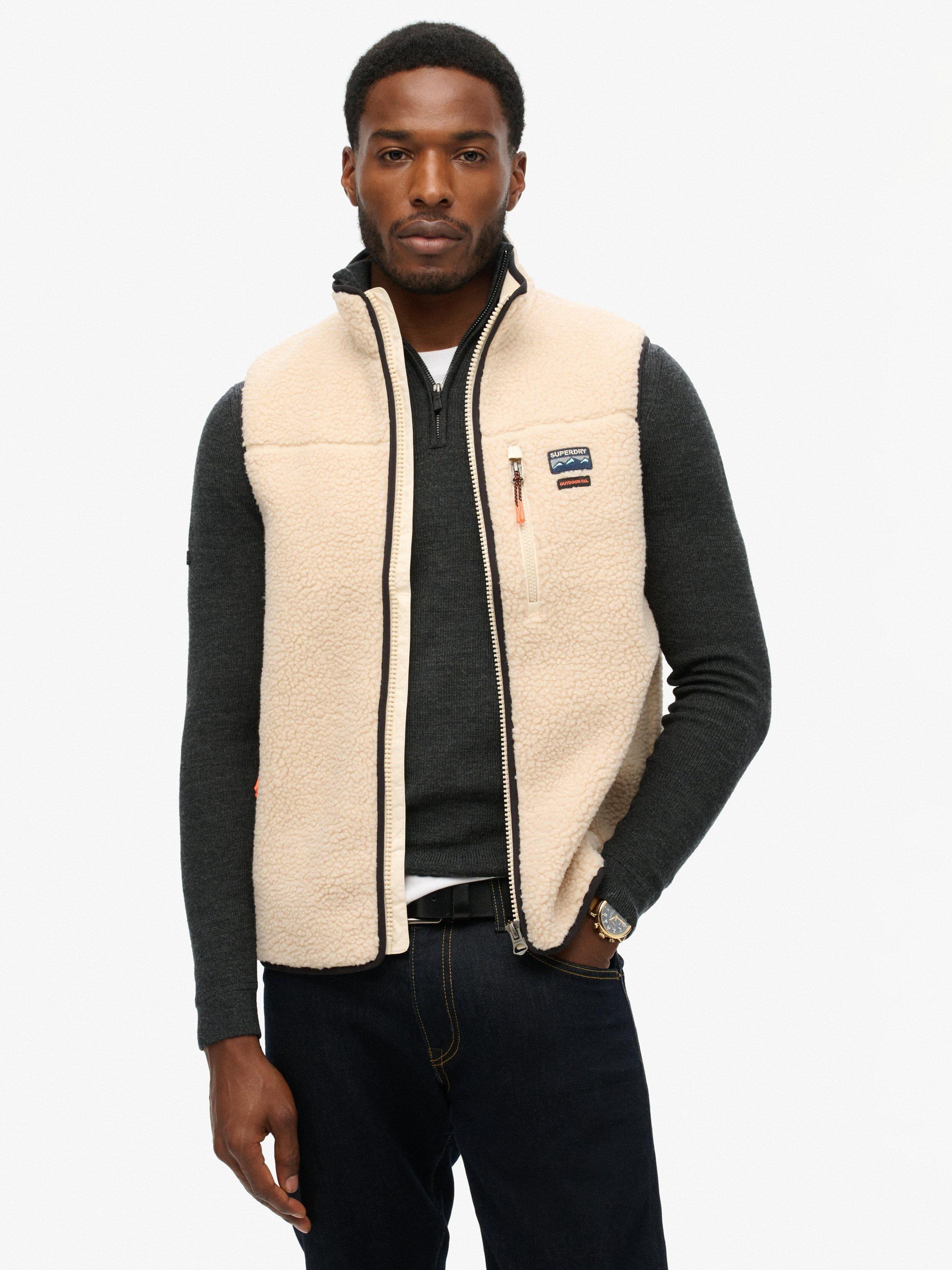 Product image 1 of 6, which shows Superdry Outdoor Fleece Gilet, Oatmeal Beige, S