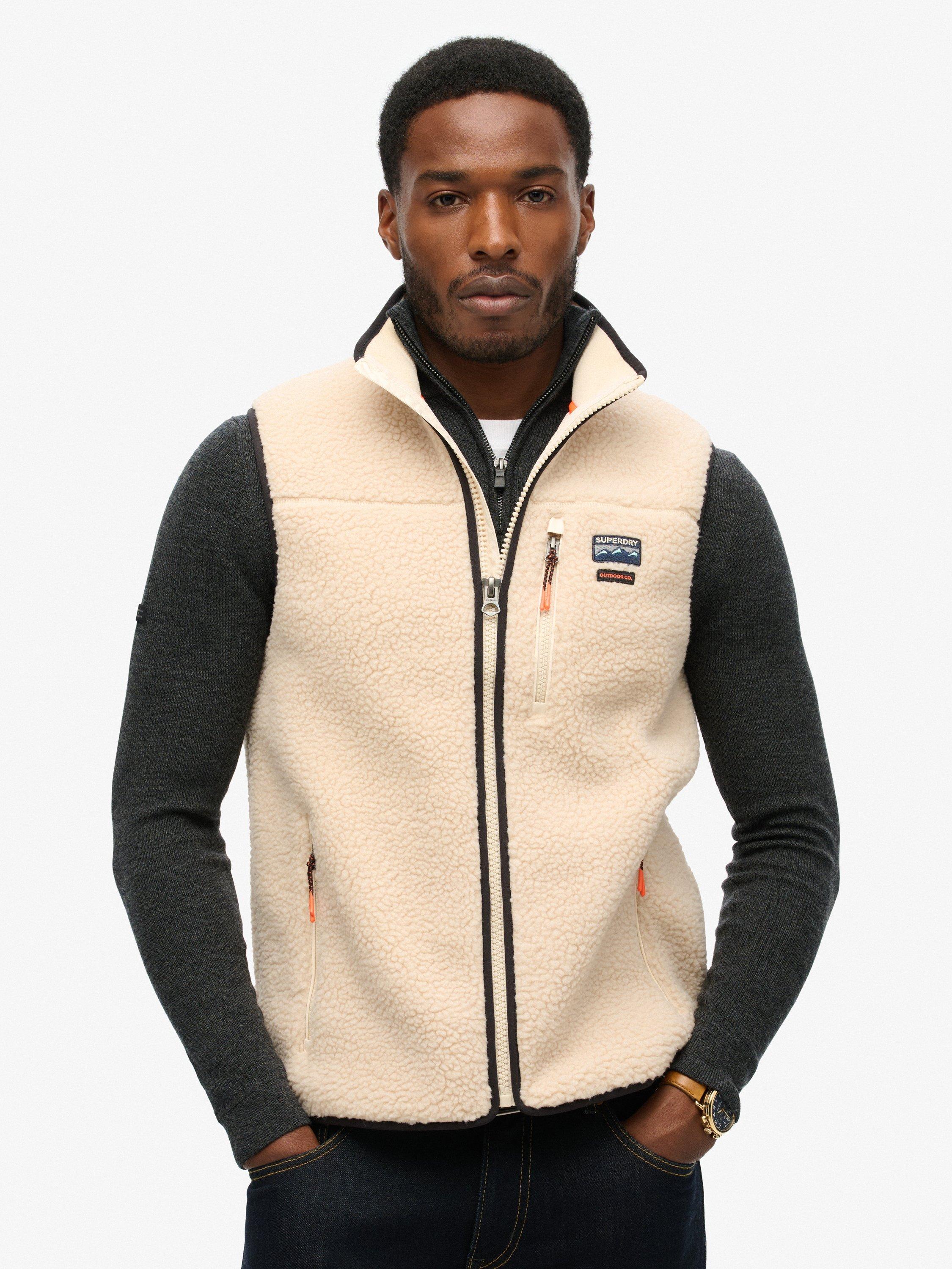 Product image 3 of 6, which shows Superdry Outdoor Fleece Gilet, Oatmeal Beige, S
