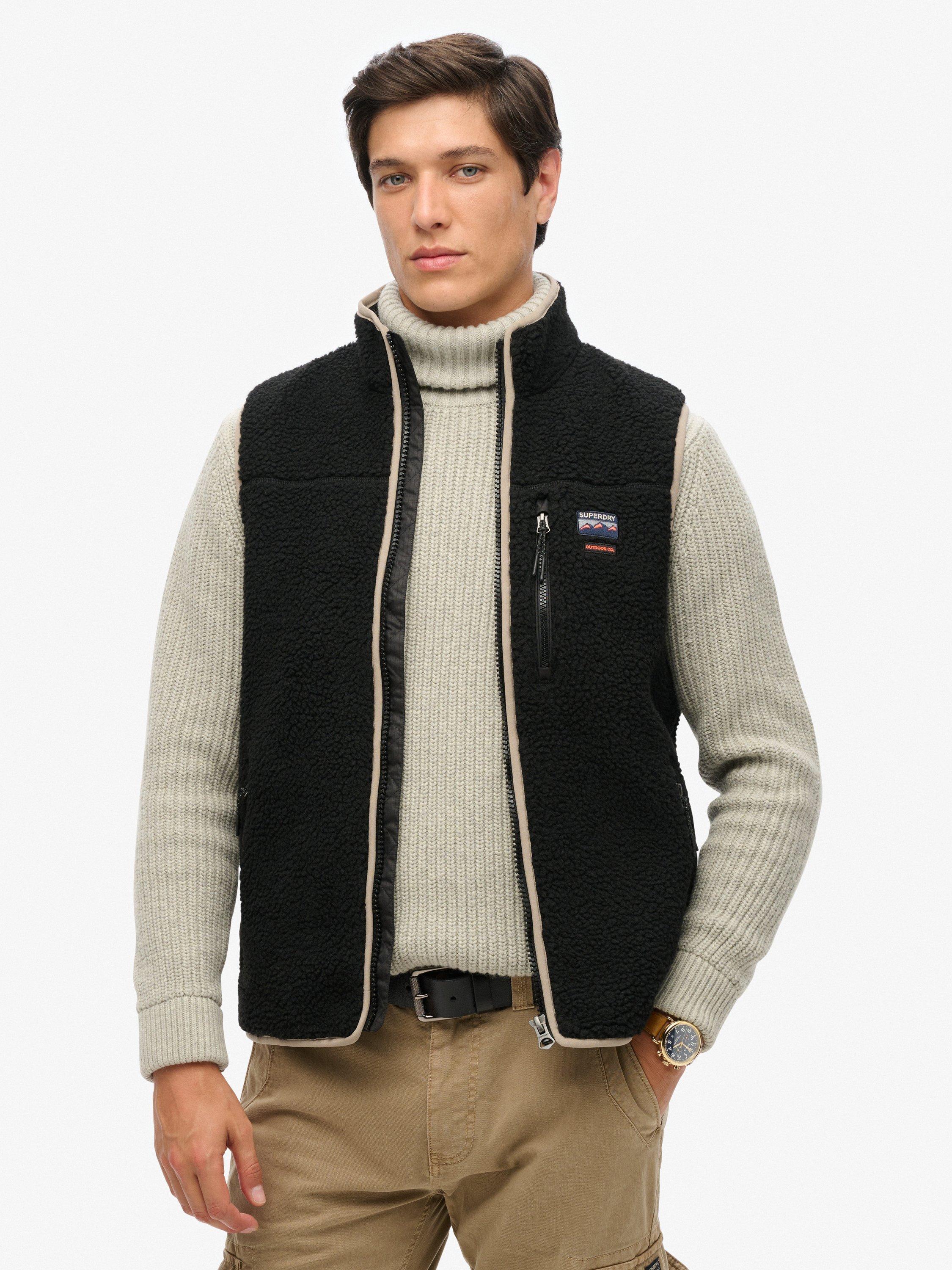 Product image 1 of 5, which shows Superdry Outdoor Fleece Gilet, Contrast Black, S