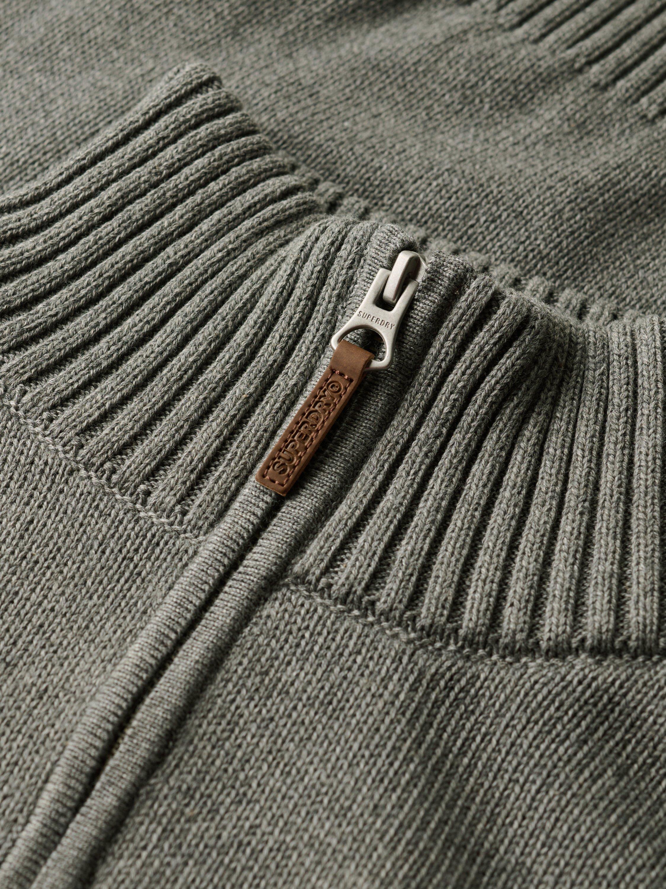 Product image 5 of 5, which shows Superdry Organic Cotton Classics Half Zip High Neck Jumper, Grey Marl, S
