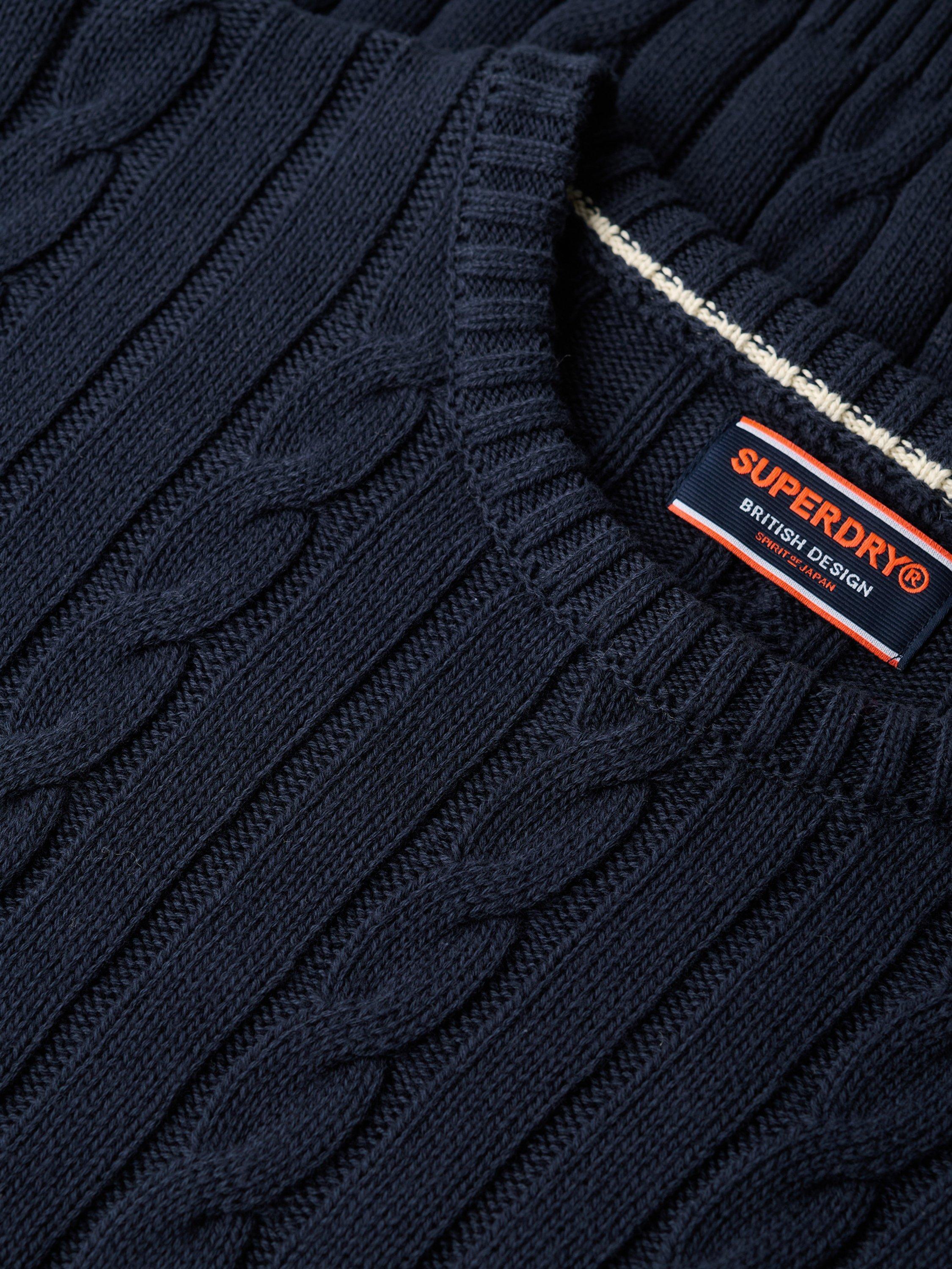 Product image 5 of 5, which shows Superdry Organic Cotton Classic Cable Knit Crew Jumper, Navy, S