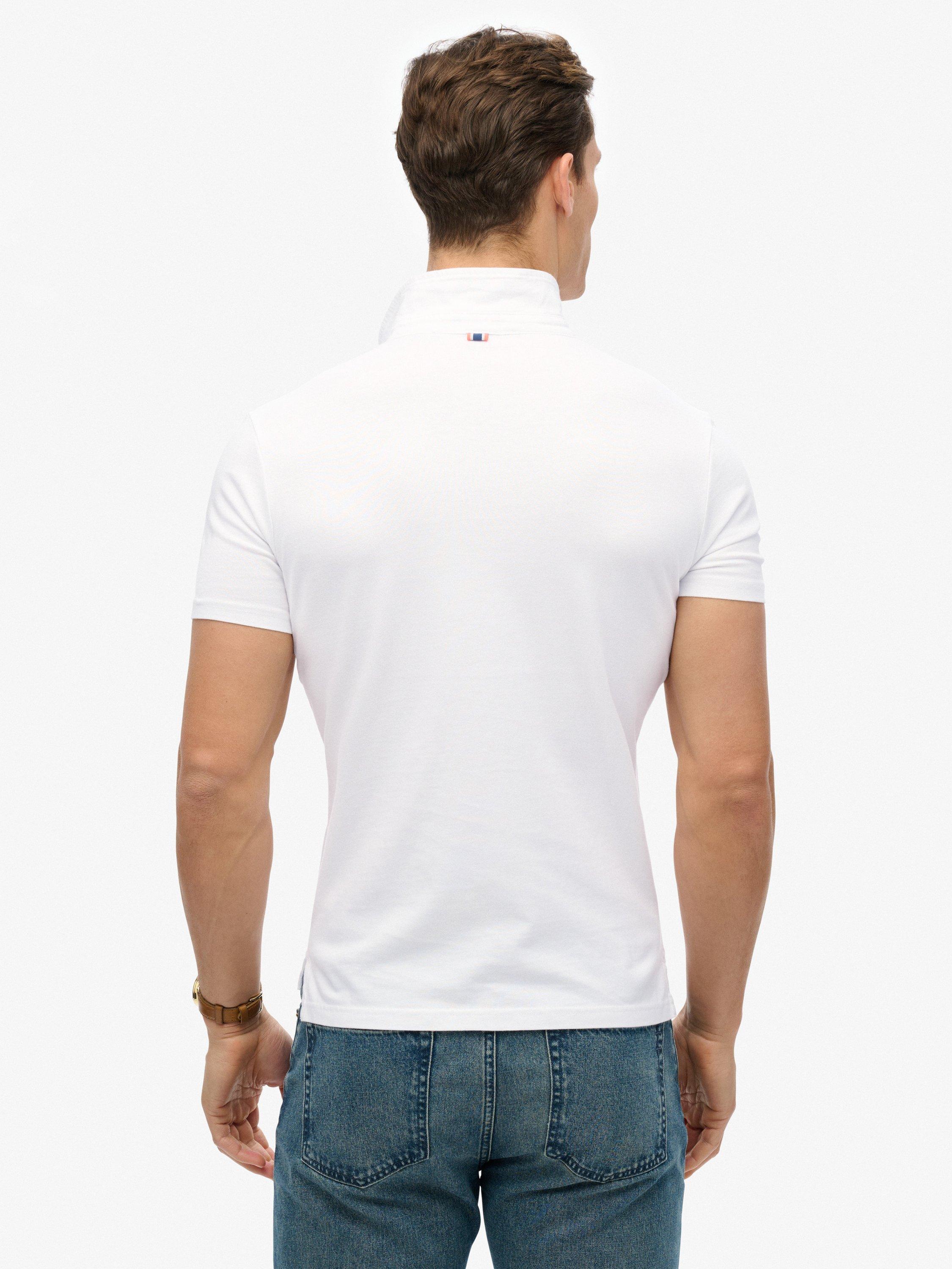 Product image 2 of 5, which shows Superdry Cotton Essential Jersey Polo Top, Optic, S