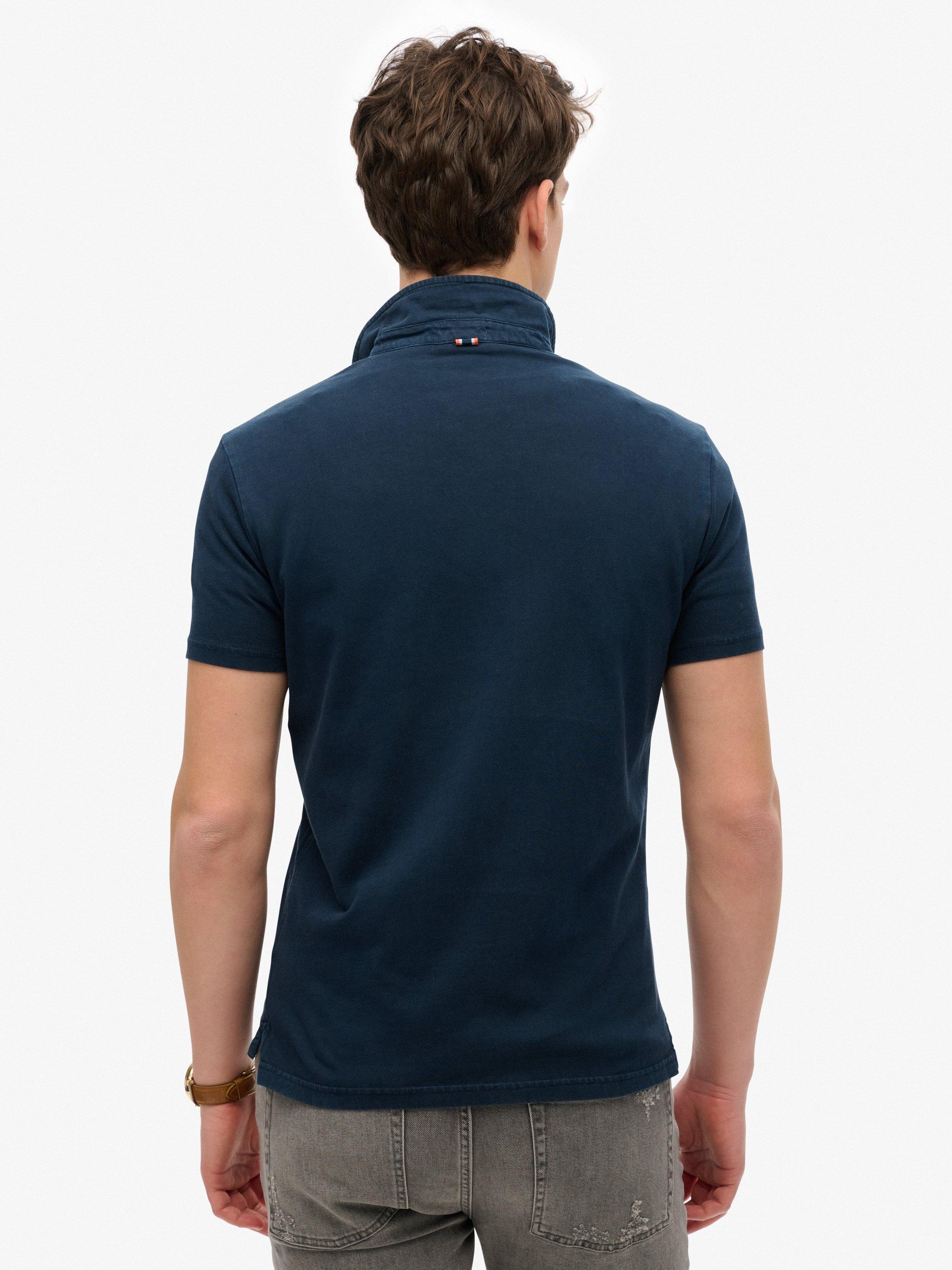 Product image 2 of 5, which shows Superdry Cotton Essential Jersey Polo Top, Eclipse Navy, S