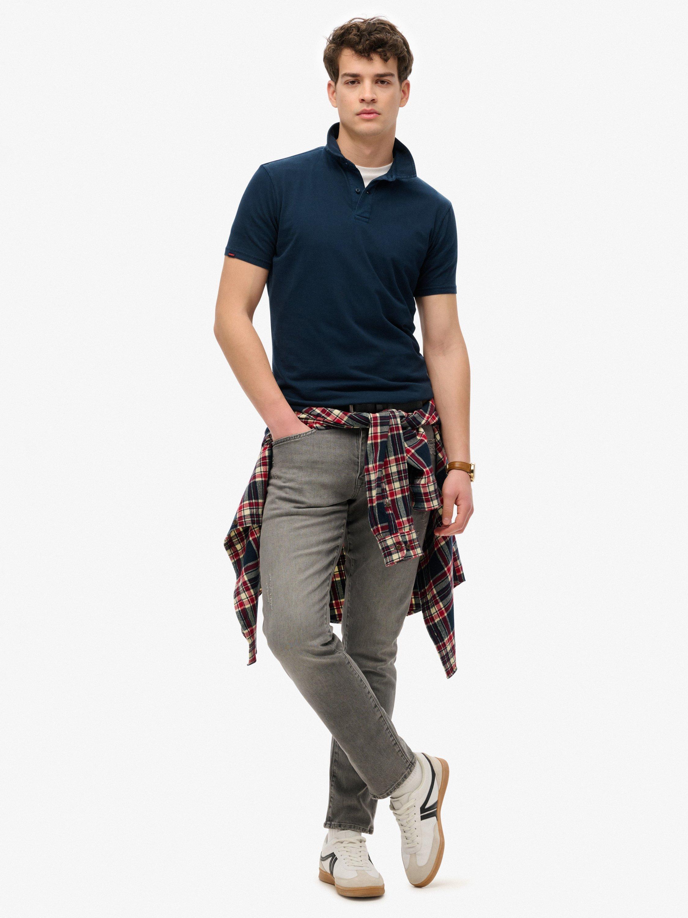 Product image 3 of 5, which shows Superdry Cotton Essential Jersey Polo Top, Eclipse Navy, S