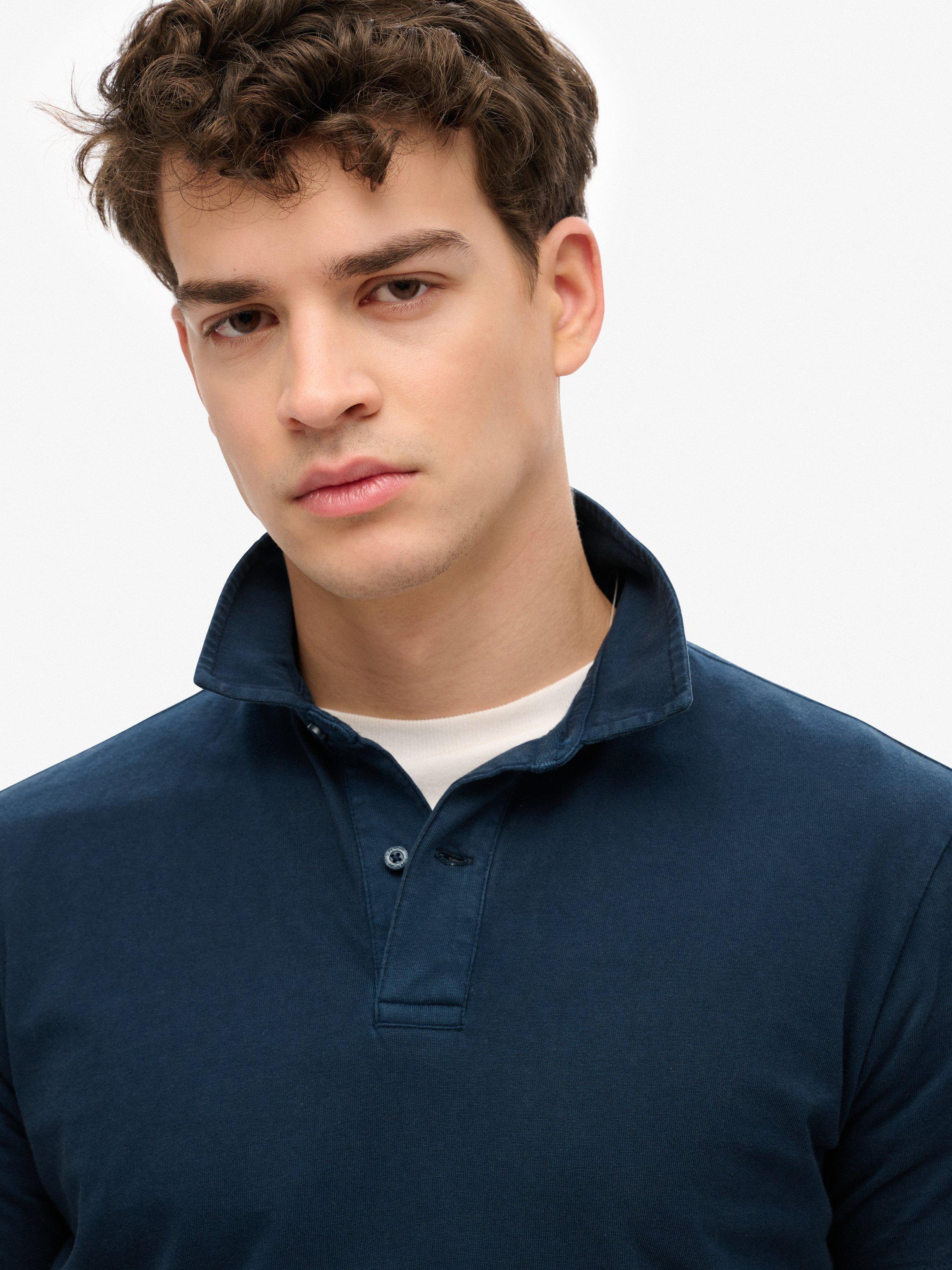 Product image 4 of 5, which shows Superdry Cotton Essential Jersey Polo Top, Eclipse Navy, S