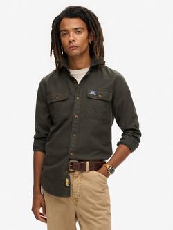 Superdry Trailsman Relaxed Fit Overshirt, Pearl Blue, Chive Green