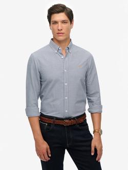 Superdry Organic Cotton Classic Oxford Long Sleeve Shirt, Ocean Navy Gingham