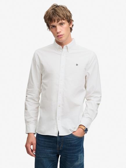 Superdry Organic Cotton Classic Oxford Long Sleeve Shirt, Optic White