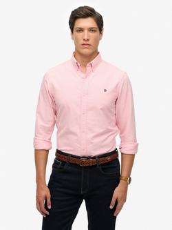 Superdry Organic Cotton Classic Oxford Long Sleeve Shirt, City Pink