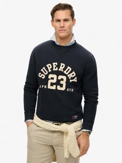 Superdry Cotton Vintage Athletic Crew Sweatshirt, Eclipse Navy
