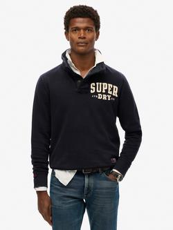 Superdry Vintage Athletic Henley Sweatshirt, Eclipse Navy, Eclipse Navy
