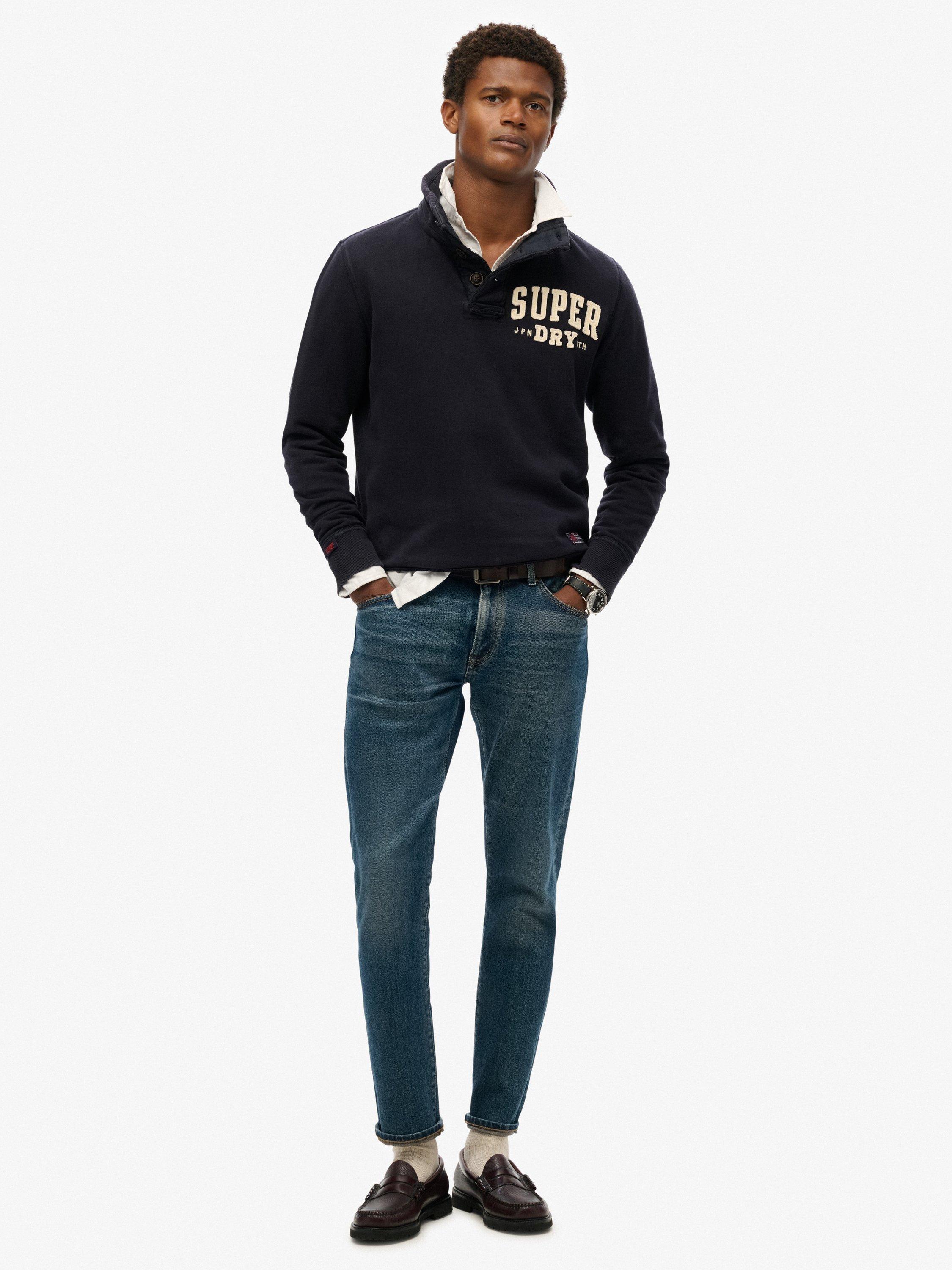 Product image 3 of 5, which shows Superdry Vintage Athletic Henley Sweatshirt, Eclipse Navy, S