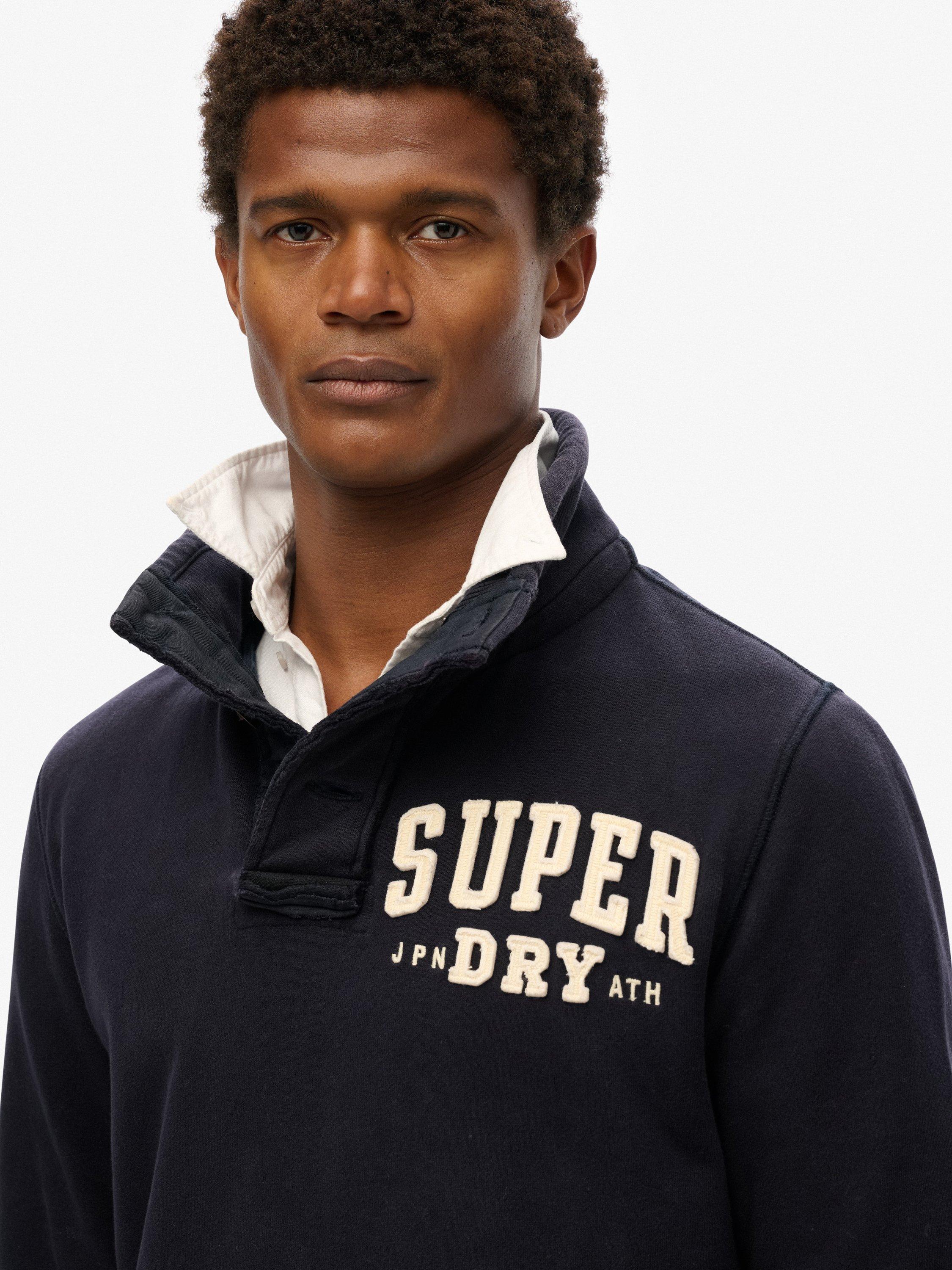 Product image 4 of 5, which shows Superdry Vintage Athletic Henley Sweatshirt, Eclipse Navy, S