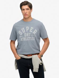 Superdry Cotton Vintage Athletic Essential Graphic T-Shirt, Blue Grey