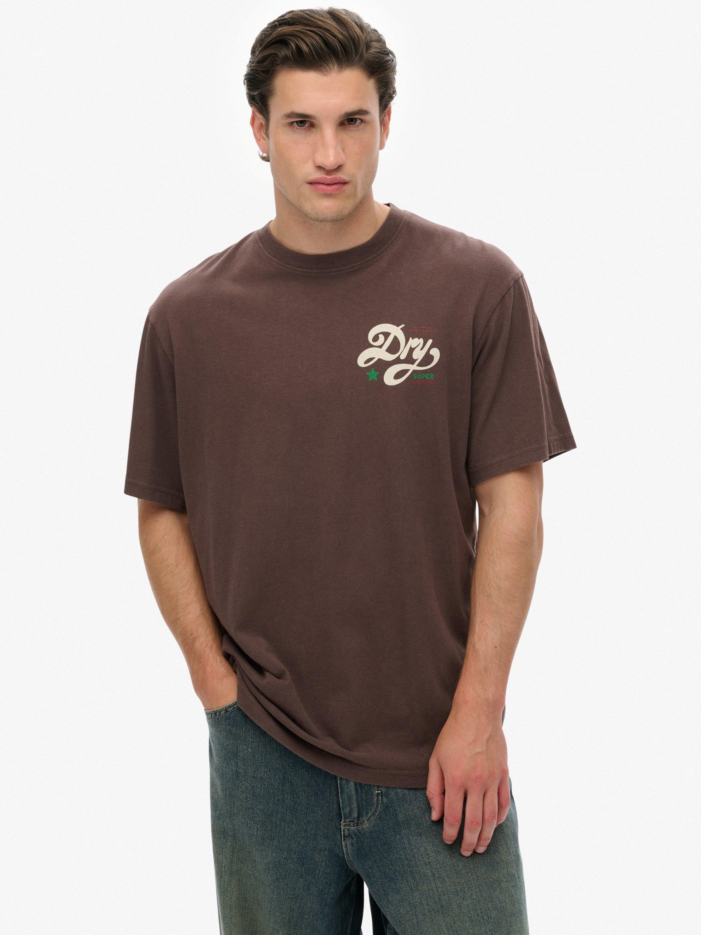 Product image 1 of 5, which shows Superdry Cotton Tap Room Oversized T-Shirt, Coffee Bean, S