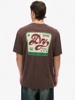 Superdry Cotton Tap Room Oversized T-Shirt - view 2, Coffee Bean