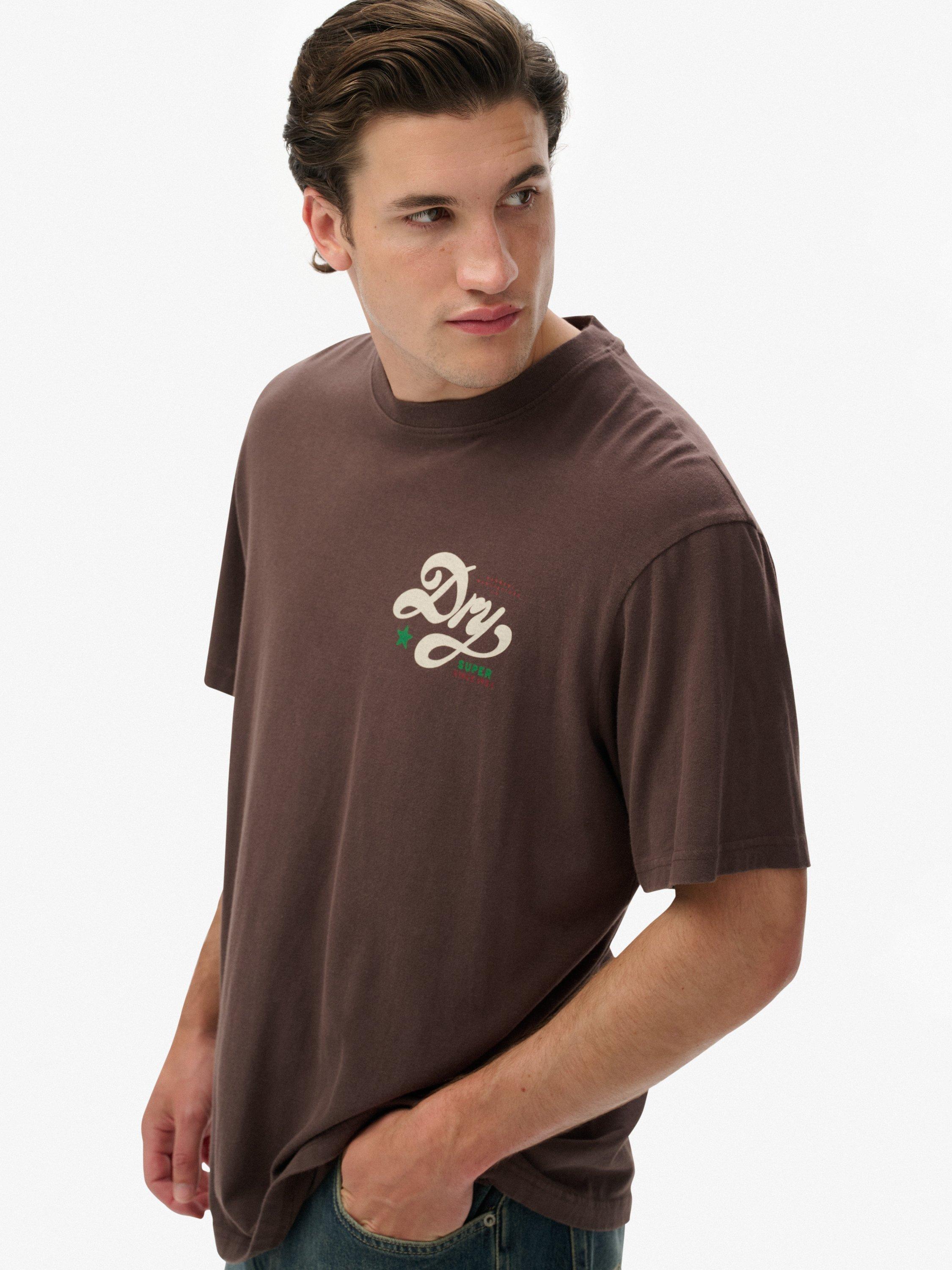 Product image 4 of 5, which shows Superdry Cotton Tap Room Oversized T-Shirt, Coffee Bean, S