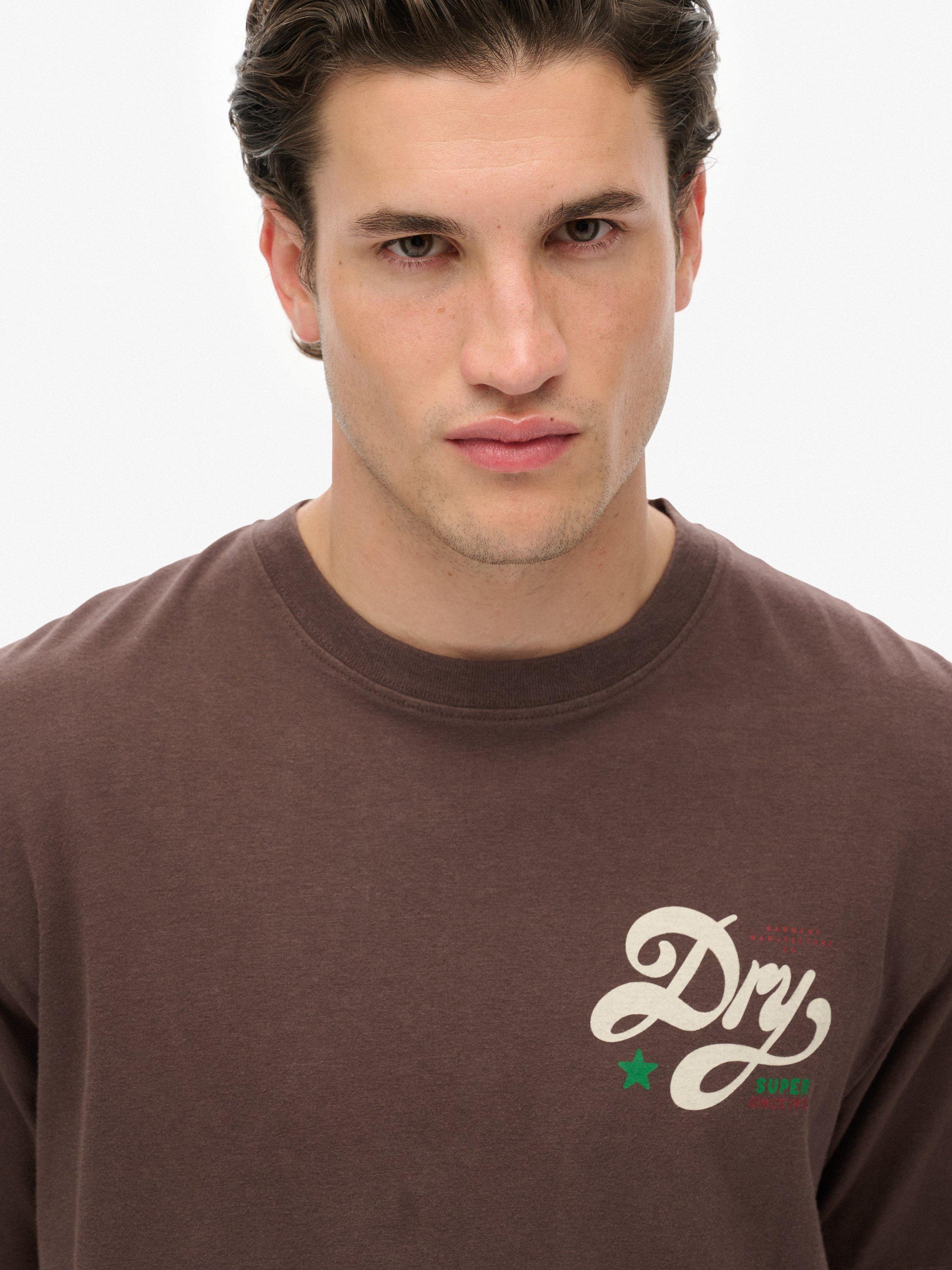 Product image 5 of 5, which shows Superdry Cotton Tap Room Oversized T-Shirt, Coffee Bean, S