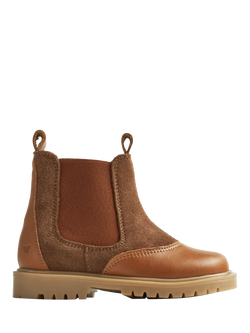WHEAT Kids' Kana Suede Detail Chelsea Boots, Brown, Brown