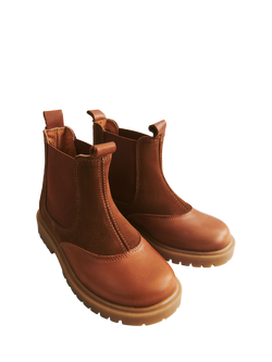WHEAT Kids' Kana Suede Detail Chelsea Boots, Brown - view 2, Brown