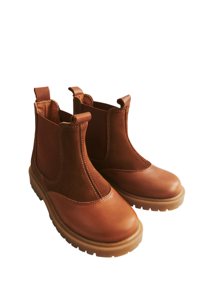WHEAT Kids' Kana Suede Detail Chelsea Boots, Brown - view 2, Brown