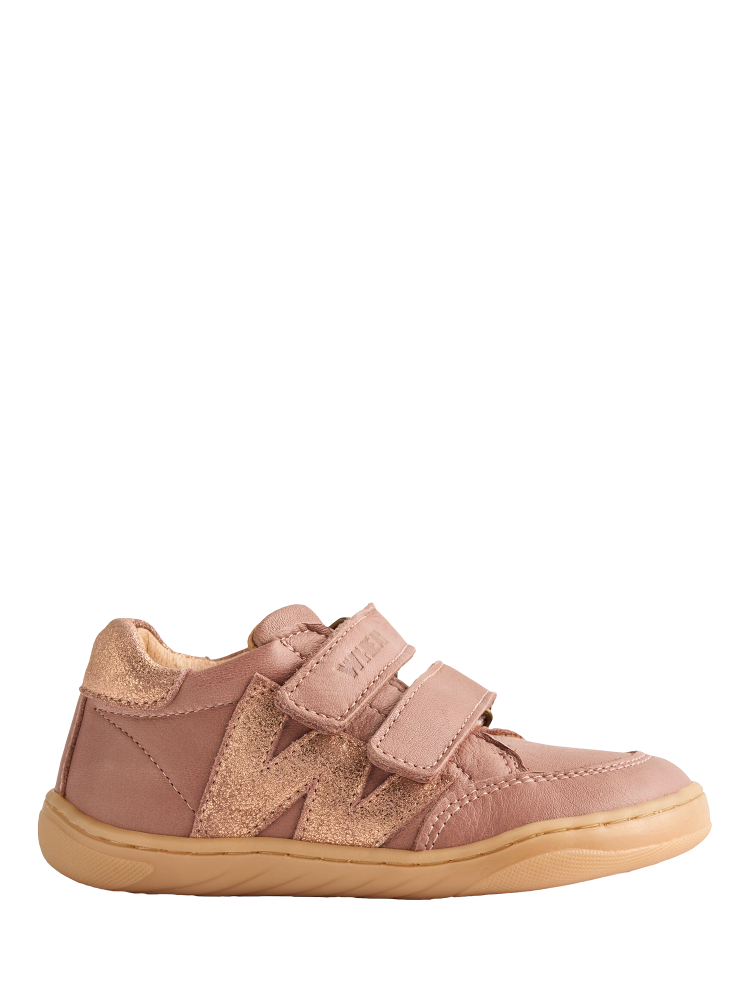 Product image 1 of 3, which shows WHEAT Kids' Leather Barres Trainers, Pink, EU25