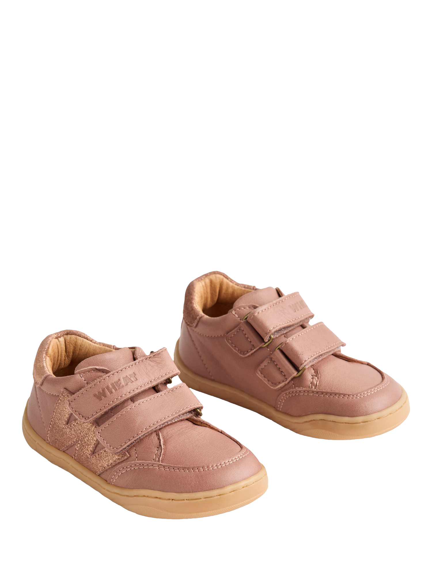 Product image 2 of 3, which shows WHEAT Kids' Leather Barres Trainers, Pink, EU25