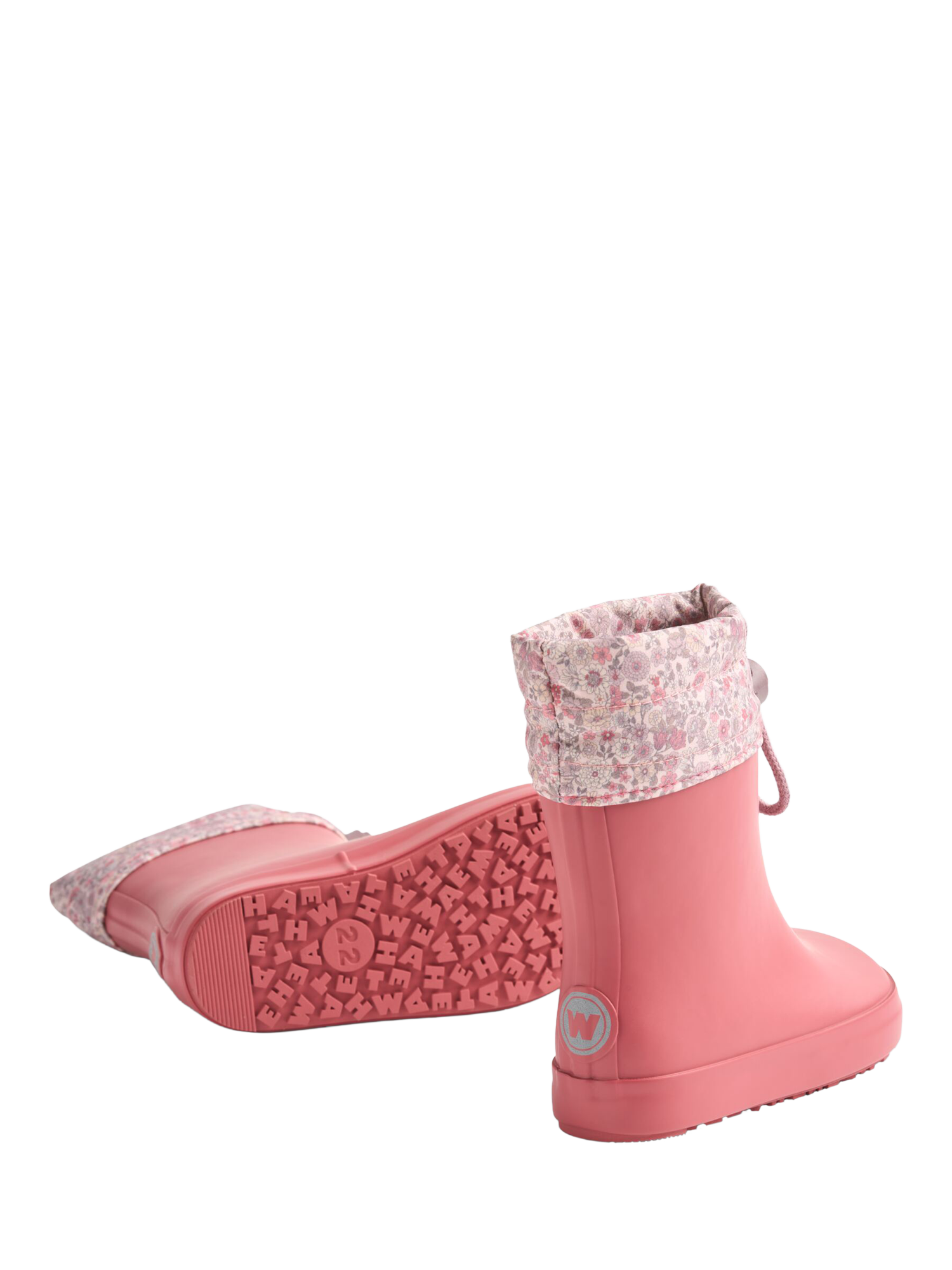 Product image 3 of 5, which shows WHEAT Kids' Barefoot Rubber Wellington Boots, Raspberry, EU22