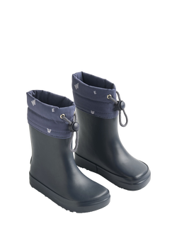 WHEAT Kids' Barefoot Rubber Wellington Boots, Navy - view 2, Navy