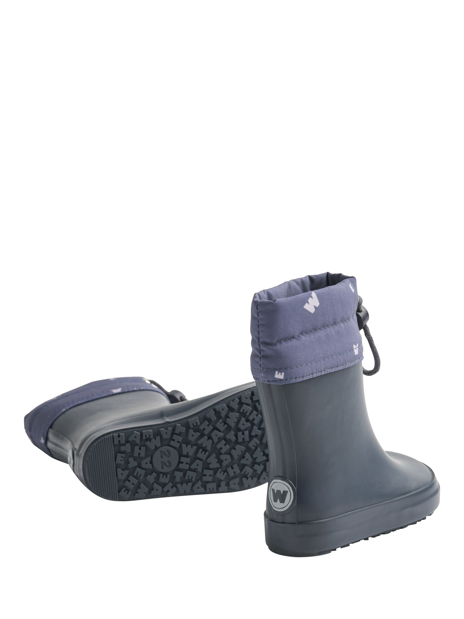 Product image 3 of 5, which shows WHEAT Kids' Barefoot Rubber Wellington Boots, Navy, EU22