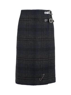 Celtic & Co. Celtic Pure Wool Kilt Skirt, Navy/Charcoal - view 2, Navy/Charcoal