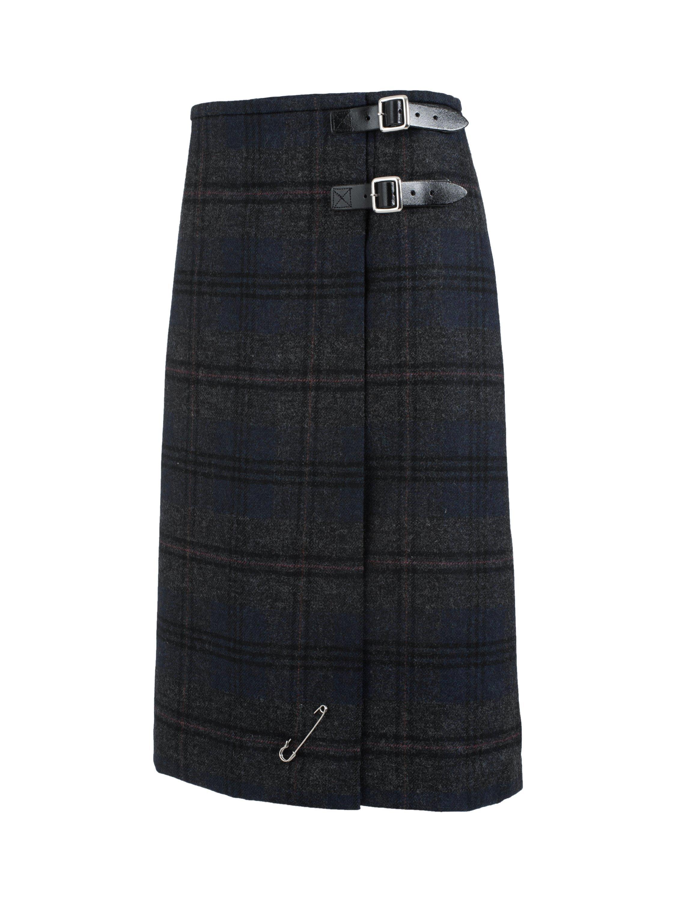 Product image 3 of 5, which shows Celtic & Co. Celtic Pure Wool Kilt Skirt, Navy/Charcoal, 8