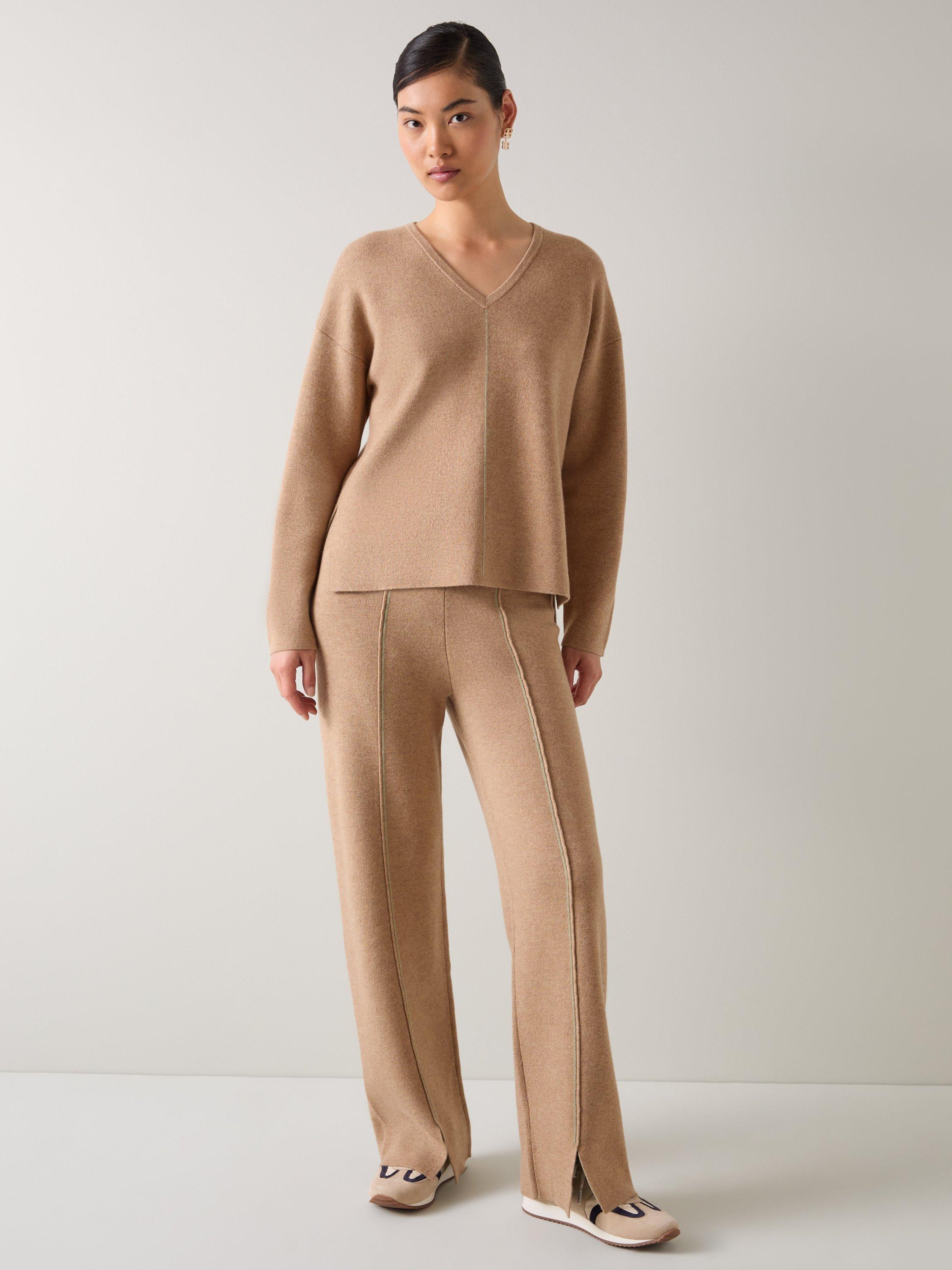 Product image 1 of 4, which shows L.K.Bennett Dee Wool Blend Knit Top, Camel, XS