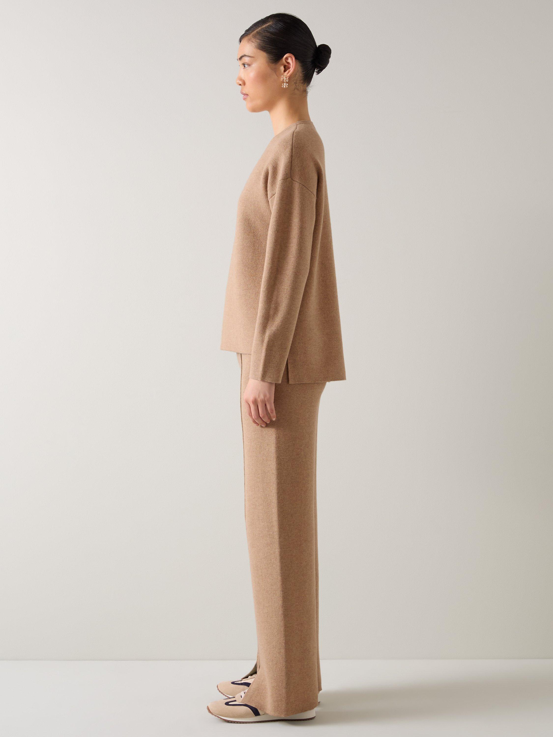 Product image 2 of 4, which shows L.K.Bennett Dee Wool Blend Knit Top, Camel, XS