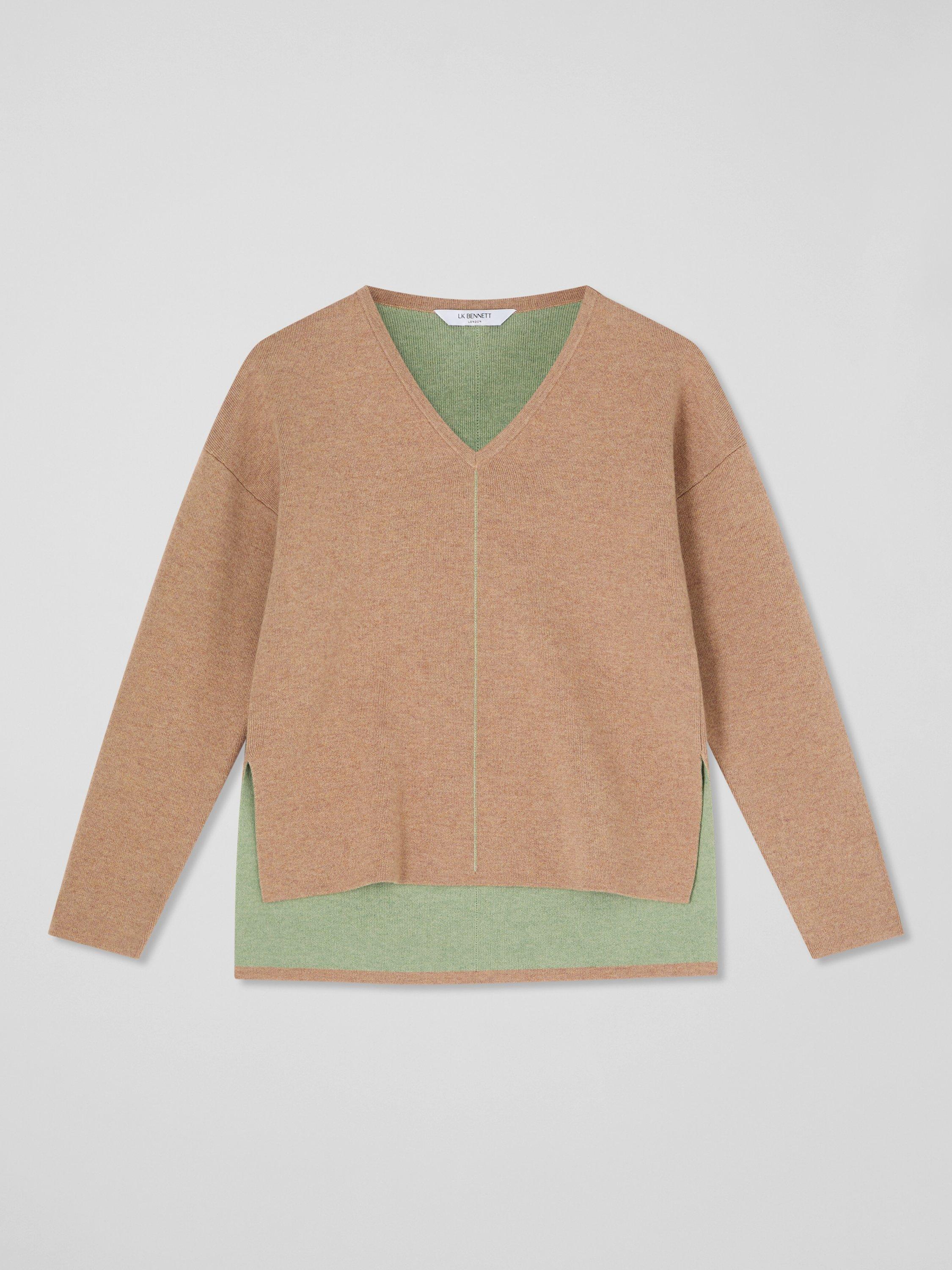 Product image 4 of 4, which shows L.K.Bennett Dee Wool Blend Knit Top, Camel, XS