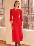 Aspiga Jocelyn V-Neck 3/4 Sleeve Stretch Corduroy Dress, Red