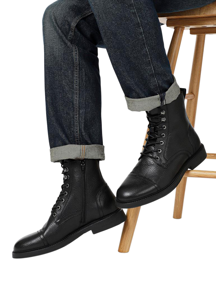 Product image 2 of 6, which shows Jones Bootmaker Davide Lace Up Leather Ankle Boots, Black, 6