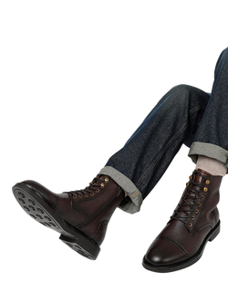 Jones Bootmaker Davide Lace Up Leather Ankle Boots - view 2, Brown