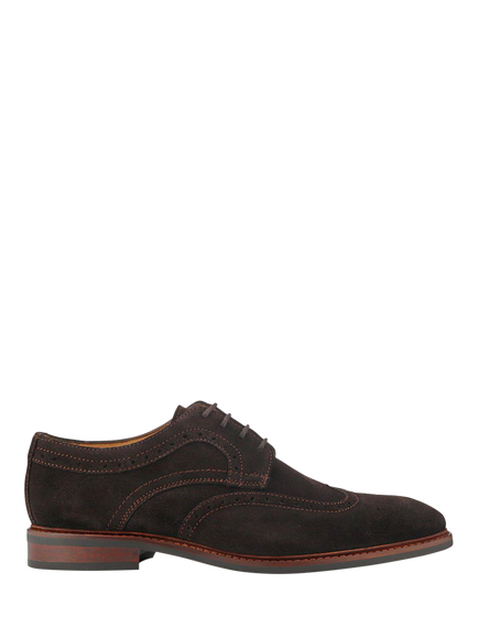 Jones Bootmaker Longwood Suede Brogues, Dark Brown