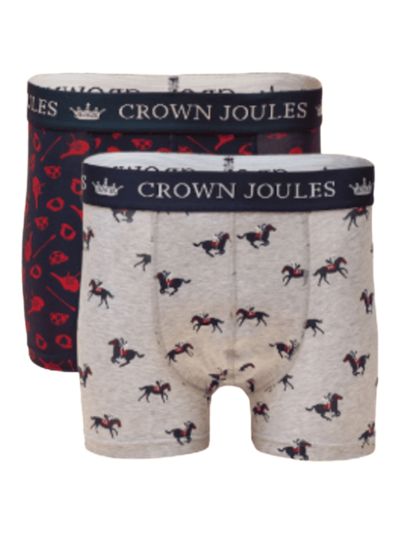 Joules Cotton Stretch Graphic Print Crown Joules Boxers, Multi